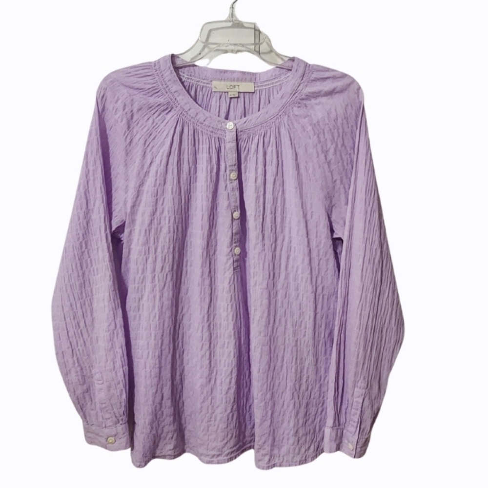 LOFT Crinkle Twist Long Sleeve Blouse-size Medium